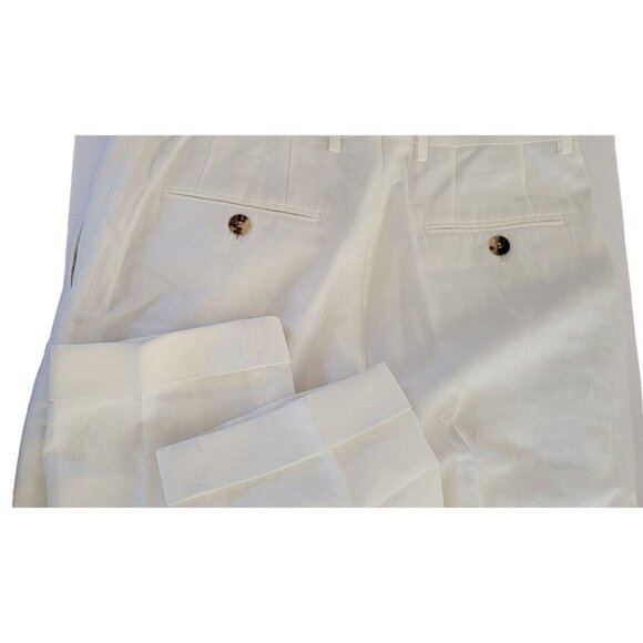 Brunello Cucinelli White Linen Tailor Fit Trousers – IT 48 / US 32 – - Picture 3 of 16
